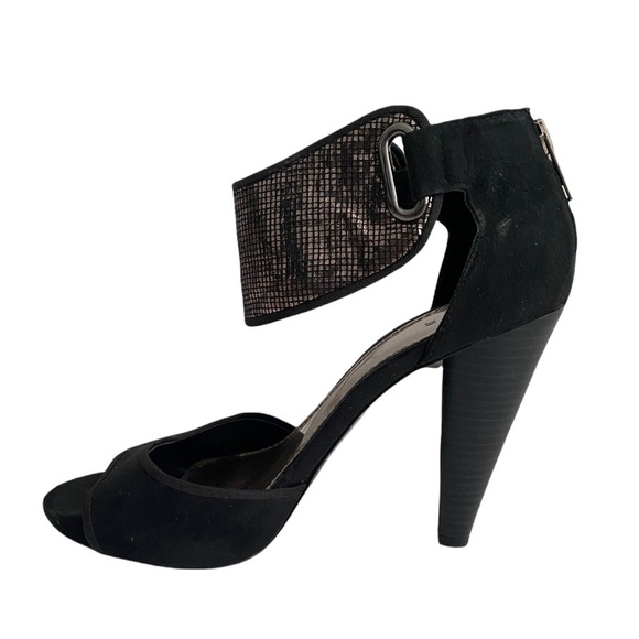 ZARA Metallic Detailed Faux Suede Heeled Sandal - Picture 3 of 8